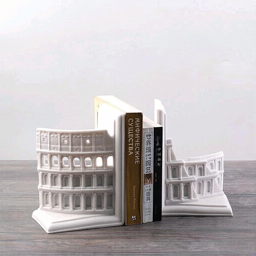 Книгодержатели пара античные руины белые 2