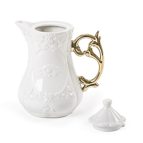 Чайник белый с золотой витой ручкой Seletti Италия 2