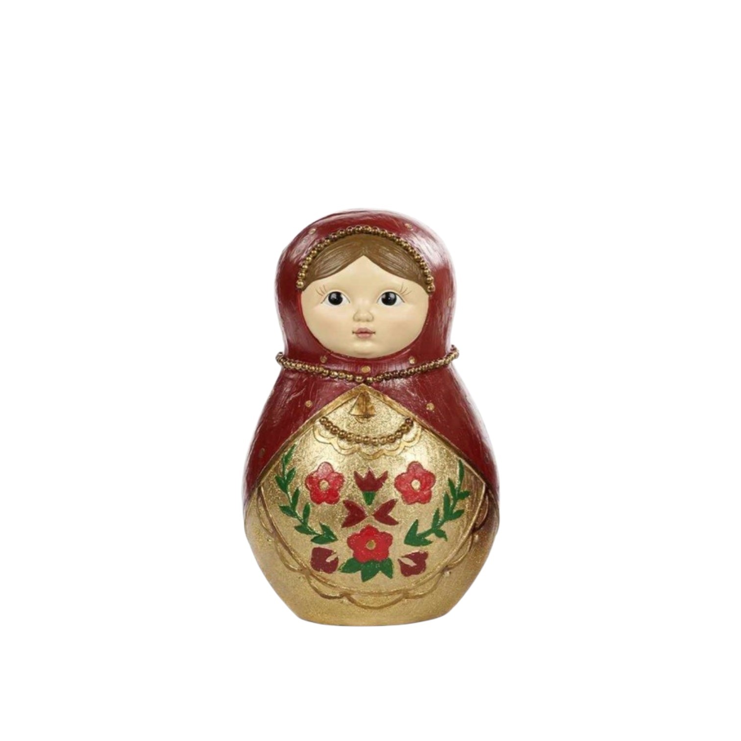 Матрешка красная в цветах 27 см